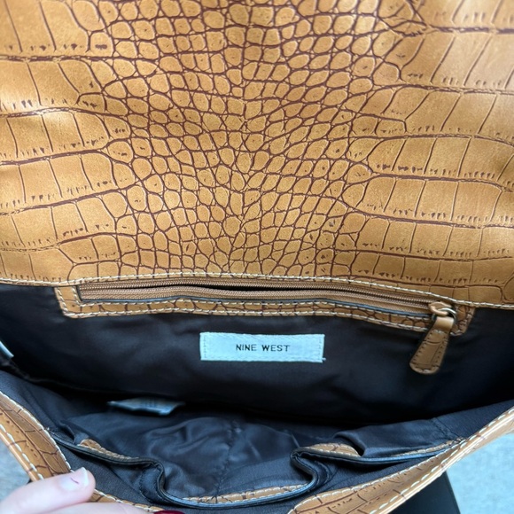Nine West Brown Crocodile-Embossed Clutch NWOT - Picture 3 of 11